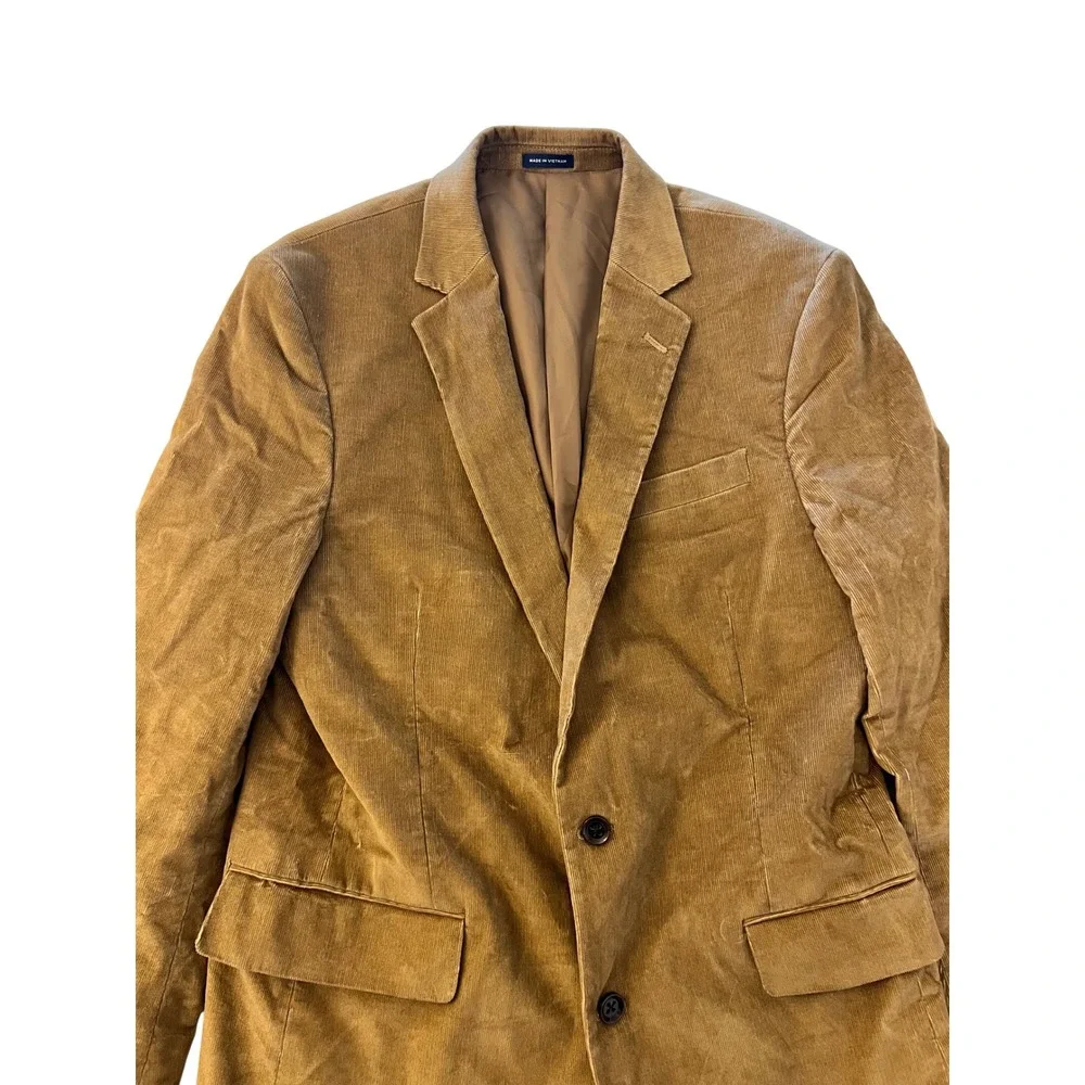 Stafford Tailored Culture Mens 42L Slim Fit Corduroy Blazer Tan Brown Sport Coat